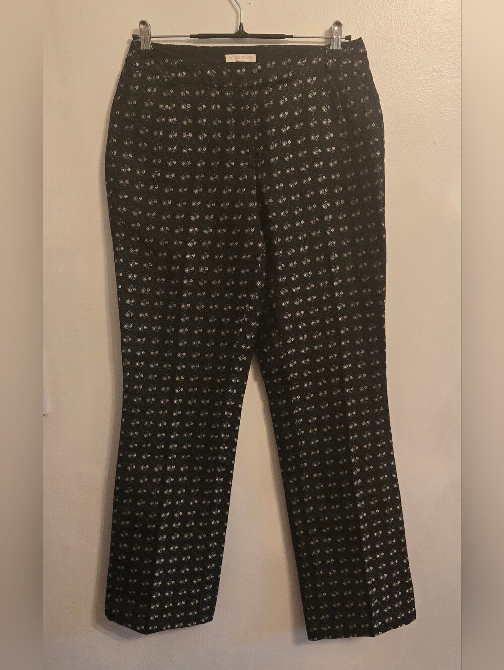 Antonio Berardi  Womens Black Silver Silk Brocade Pants Straight Leg Italy Sz 44